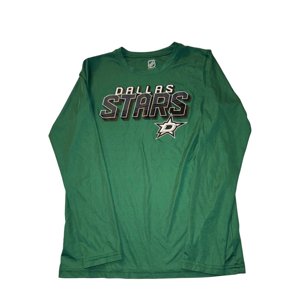 NHL Dallas Stars Youth Long Sleeve Green Shirt Size L 14/16 Hockey
